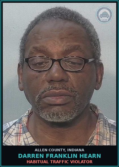 CCW arrest card for Darren Franklin Hearn in Allen County: HABITUAL TRAFFIC VIOLATOR