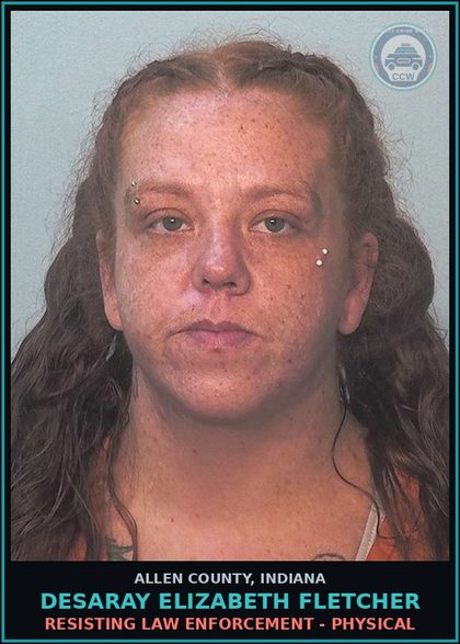 CCW arrest card for Desaray Elizabeth Fletcher in Allen County: OPERATING WHILE INTOXICATED - PRIOR CONVICTION