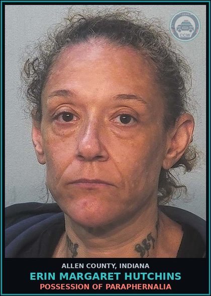 CCW arrest card for Erin Margaret Hutchins in Allen County: PROBATION VIOL-ADULT