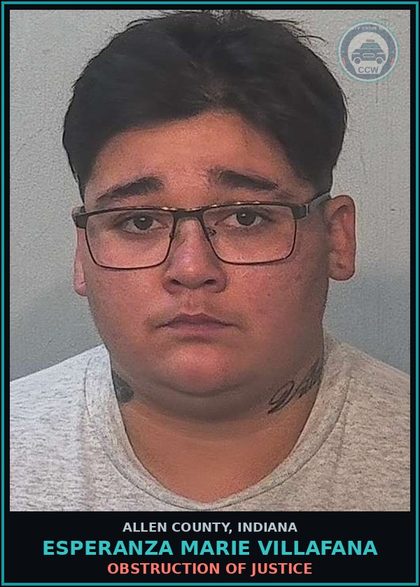 CCW arrest card for Esperanza Marie Villafana in Allen County: INTIMIDATION