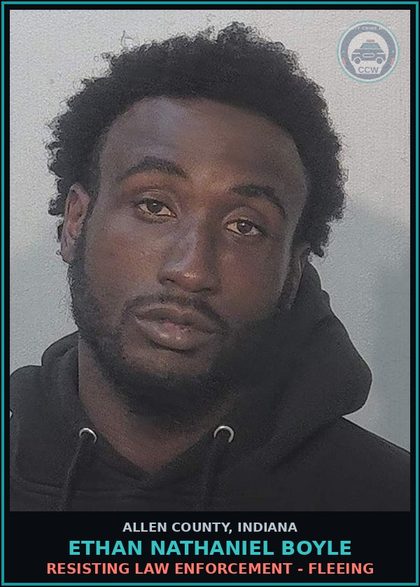 CCW arrest card for Ethan Nathaniel Boyle in Allen County: INVASION OF PRIVACY