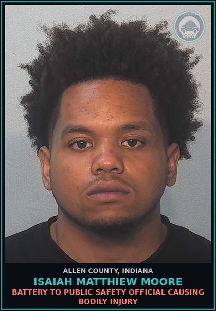 CCW arrest card for Isaiah Matthiew Moore in Allen County: POSSESS Canna/HASHISH