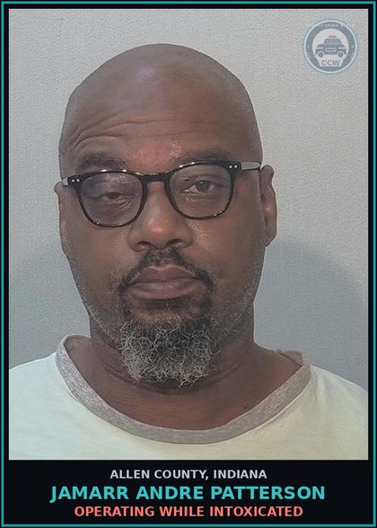 CCW arrest card for Jamarr Andre Patterson in Allen County: OPERATING WHILE INTOXICATED