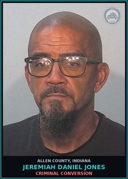 CCW arrest card for Jeremiah Daniel Jones in Allen County: CRIMINAL CONVERSION