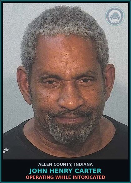 CCW arrest card for John Henry Carter in Allen County: OPERATING WHILE INTOXICATED