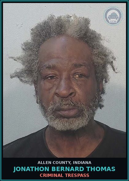 CCW arrest card for Jonathon Bernard Thomas in Allen County: PROBATION VIOL-ADULT