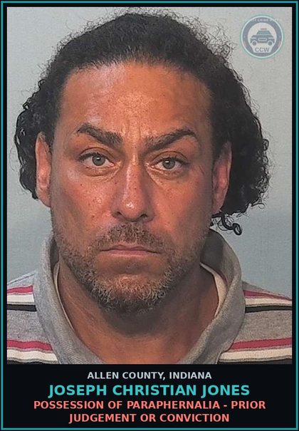 CCW arrest card for Joseph Christian Jones in Allen County: PUBLIC INDECENCY