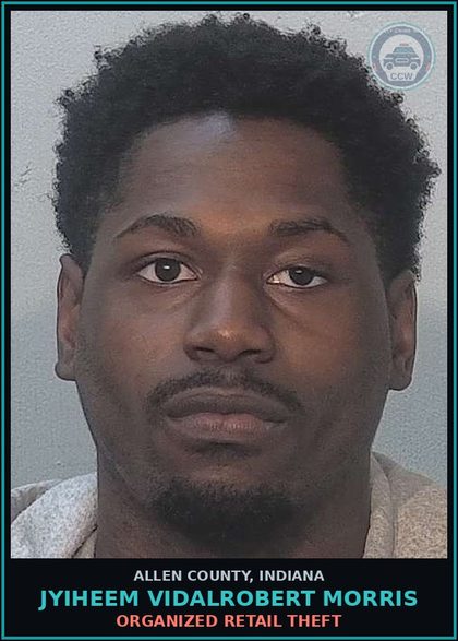 CCW arrest card for Jyiheem Vidalrobert Morris in Allen County: CORRUPT BUSINESS INFLUENCE