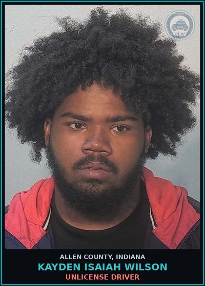 CCW arrest card for Kayden Isaiah Wilson in Allen County: UNLICENSE DRIVER