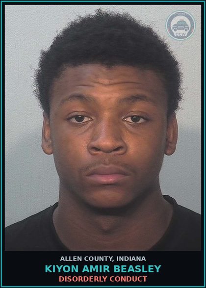 CCW arrest card for Kiyon Amir Beasley in Allen County: DISORDERLY CONDUCT