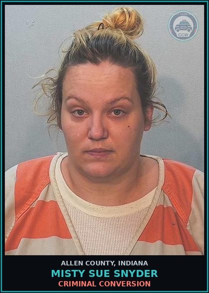 CCW arrest card for Misty Sue Snyder in Allen County: CRIMINAL CONVERSION