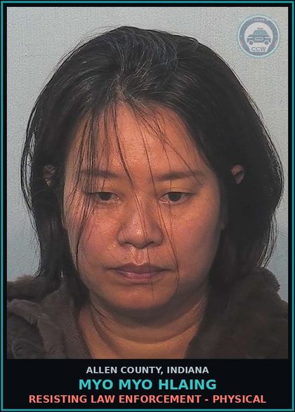 CCW arrest card for Myo Myo Hlaing in Allen County: DISARMING LAW ENFORCEMENT OFFICER