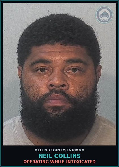 CCW arrest card for Neil Collins in Allen County: OPERATING WHILE INTOXICATED