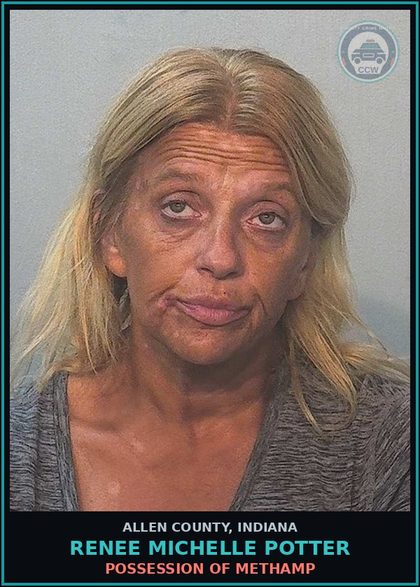 CCW arrest card for Renee Michelle Potter in Allen County: POSSESSION OF Methamp