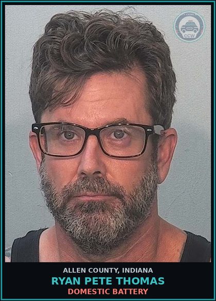 CCW arrest card for Ryan Pete Thomas in Allen County: DOMESTIC BATTERY