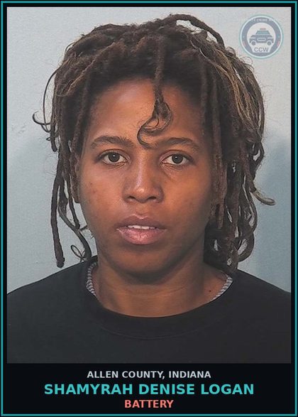 CCW arrest card for Shamyrah Denise Logan in Allen County: BATTERY
