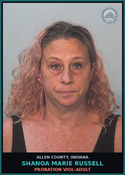 CCW arrest card for Shanoa Marie Russell in Allen County: PROBATION VIOL-ADULT