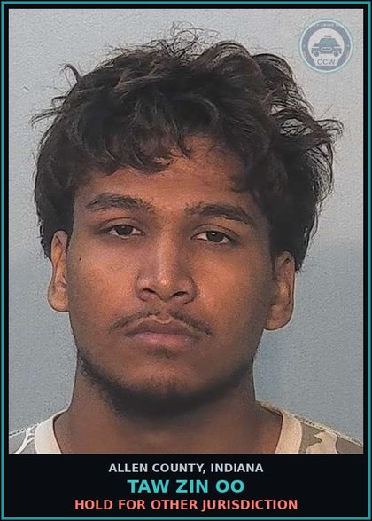 CCW arrest card for Taw Zin Oo in Allen County: HOLD FOR OTHER JURISDICTION