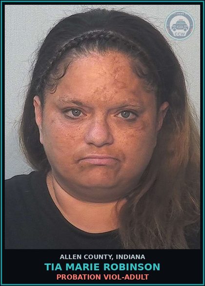 CCW arrest card for Tia Marie Robinson in Allen County: PROBATION VIOL-ADULT