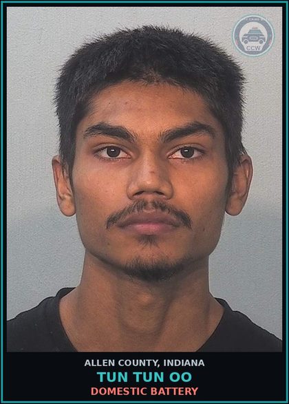 CCW arrest card for Tun Tun Oo in Allen County: DOMESTIC BATTERY