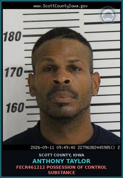 CCW arrest card for Anthony Taylor in Scott County: FECR461212 POSSESSING CONTRABAND IN CORRECTIONAL FACILITY