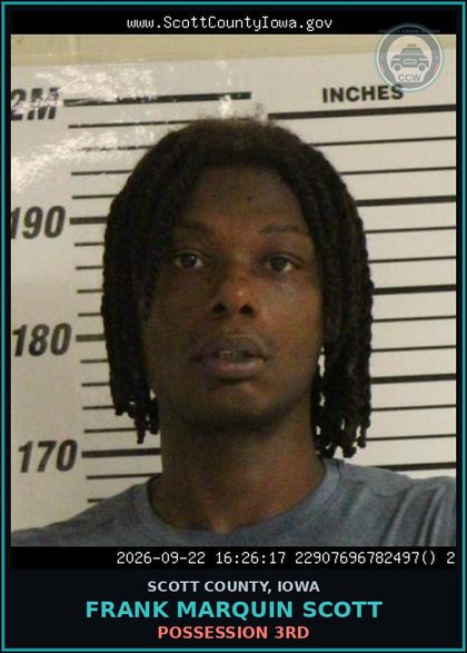 CCW arrest card for Frank Marquin Scott in Scott County: INTERFER W/OFFICIAL ACTS