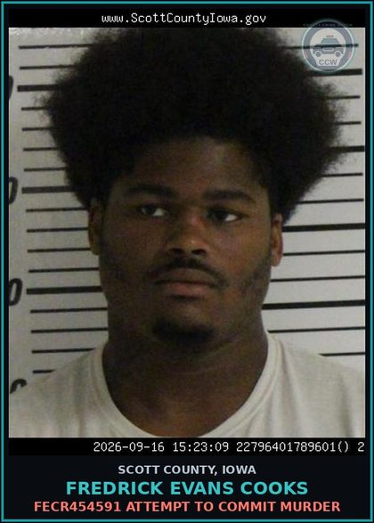 CCW arrest card for Fredrick Evans Cooks in Scott County: IOWA DOC INMATE