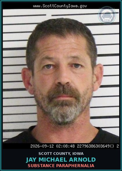 CCW arrest card for Jay Michael Arnold in Scott County: DRUG PARAPHERNALIA