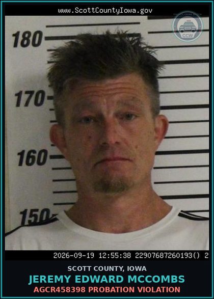 CCW arrest card for Jeremy Edward Mccombs in Scott County: AGCR458398 PROBATION VIOLATION