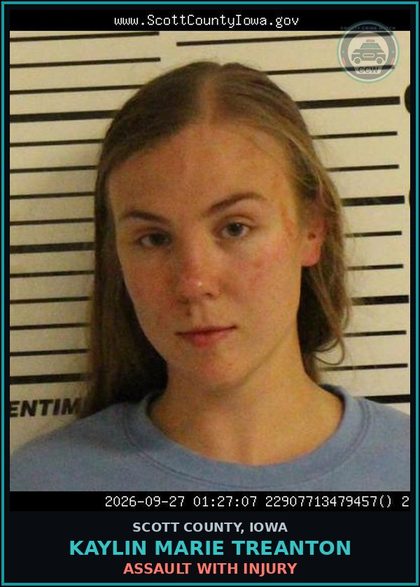 CCW arrest card for Kaylin Marie Treanton in Scott County: ASSAULT WITH INJURY