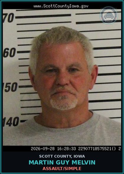 CCW arrest card for Martin Guy Melvin in Scott County: ASSAULT/SIMPLE