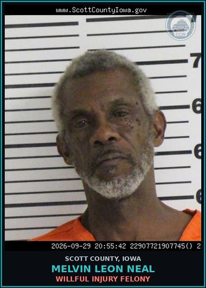 CCW arrest card for Melvin Leon Neal in Scott County: AGCR446404 FTA/DWB MISDEMEANOR