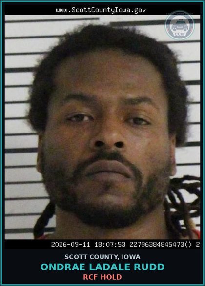 CCW arrest card for Ondrae Ladale Rudd in Scott County: RCF HOLD