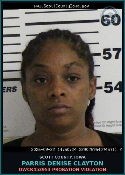 CCW arrest card for Parris Denise Clayton in Scott County: OWCR453953 PROBATION VIOLATION