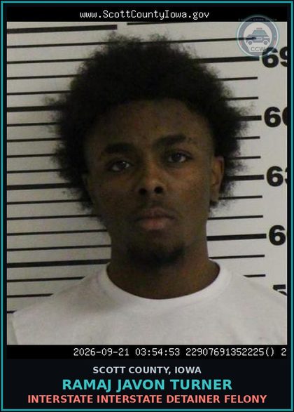 CCW arrest card for Ramaj Javon Turner in Scott County: INTERSTATE INTERSTATE DETAINER FELONY