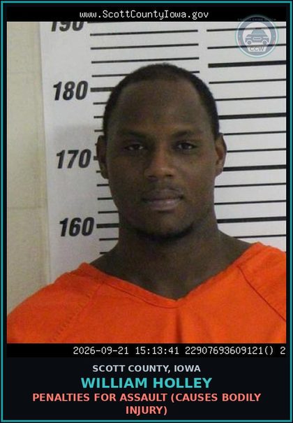 CCW arrest card for William Holley in Scott County: CRIMINAL MISCHIEF 5TH DEGREE