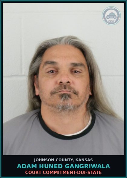 CCW arrest card for ADAM HUNED GANGRIWALA in Johnson County: COURT COMMITMENT-DUI-STATE