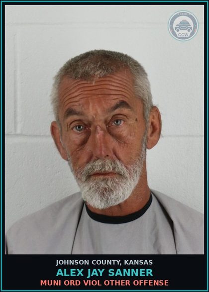CCW arrest card for ALEX JAY SANNER in Johnson County: MUNI ORD VIOL OTHER OFFENSE