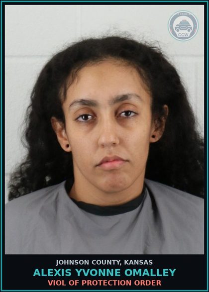 CCW arrest card for ALEXIS YVONNE OMALLEY in Johnson County: VIOL OF PROTECTION ORDER