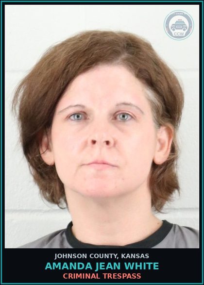 CCW arrest card for AMANDA JEAN WHITE in Johnson County: CRIMINAL TRESPASS