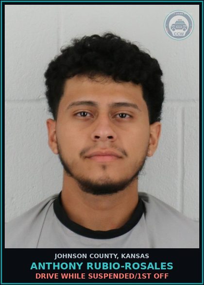 CCW arrest card for ANTHONY RUBIO-ROSALES in Johnson County: DRIVE WHILE SUSPENDED/1ST OFF