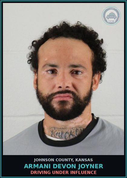 CCW arrest card for ARMANI DEVON JOYNER in Johnson County: DRIVING UNDER INFLUENCE