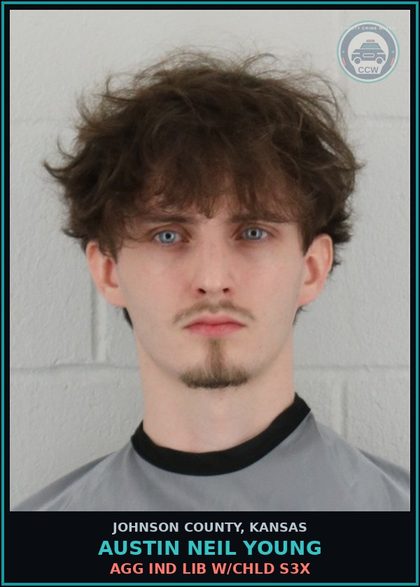 CCW arrest card for AUSTIN NEIL YOUNG in Johnson County: AGG IND LIB W/chld s3x