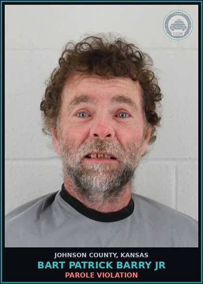 CCW arrest card for BART PATRICK BARRY JR in Johnson County: PAROLE VIOLATION