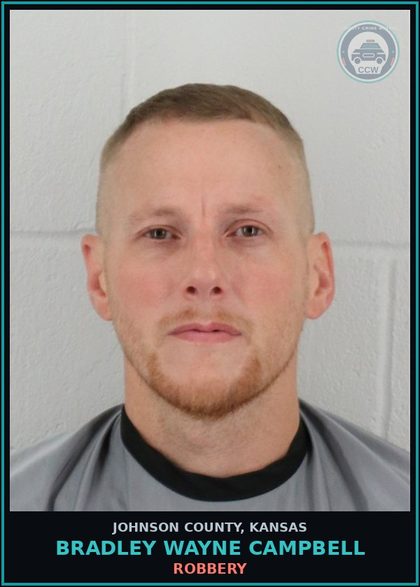 CCW arrest card for BRADLEY WAYNE CAMPBELL in Johnson County: ROBBERY