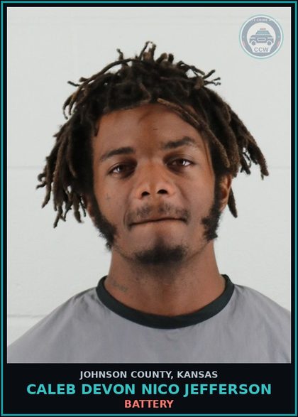 CCW arrest card for CALEB DEVON NICO JEFFERSON in Johnson County: BATTERY