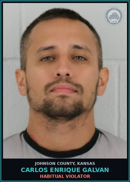CCW arrest card for CARLOS ENRIQUE GALVAN in Johnson County: HABITUAL VIOLATOR