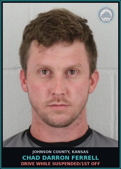 CCW arrest card for CHAD DARRON FERRELL in Johnson County: DRIVE WHILE SUSPENDED/1ST OFF