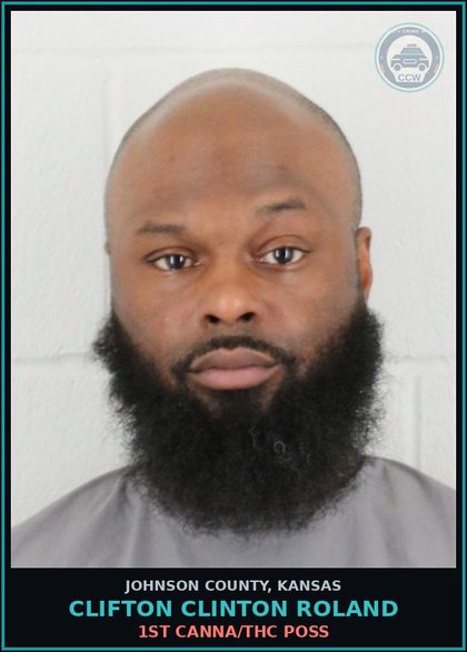 CCW arrest card for CLIFTON CLINTON ROLAND in Johnson County: 1ST Canna/THC POSS
