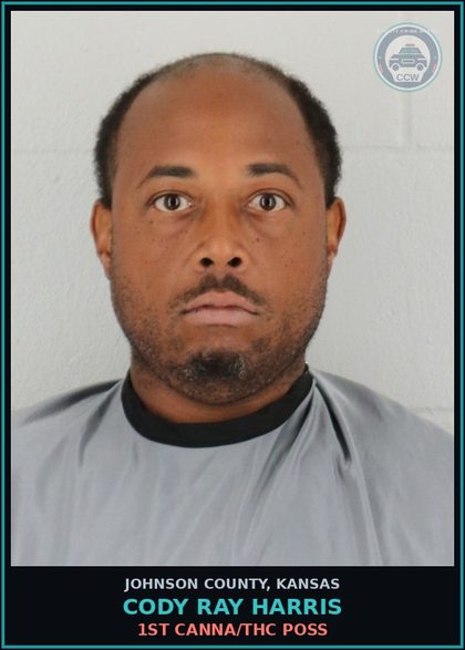 CCW arrest card for CODY RAY HARRIS in Johnson County: 1ST Canna/THC POSS